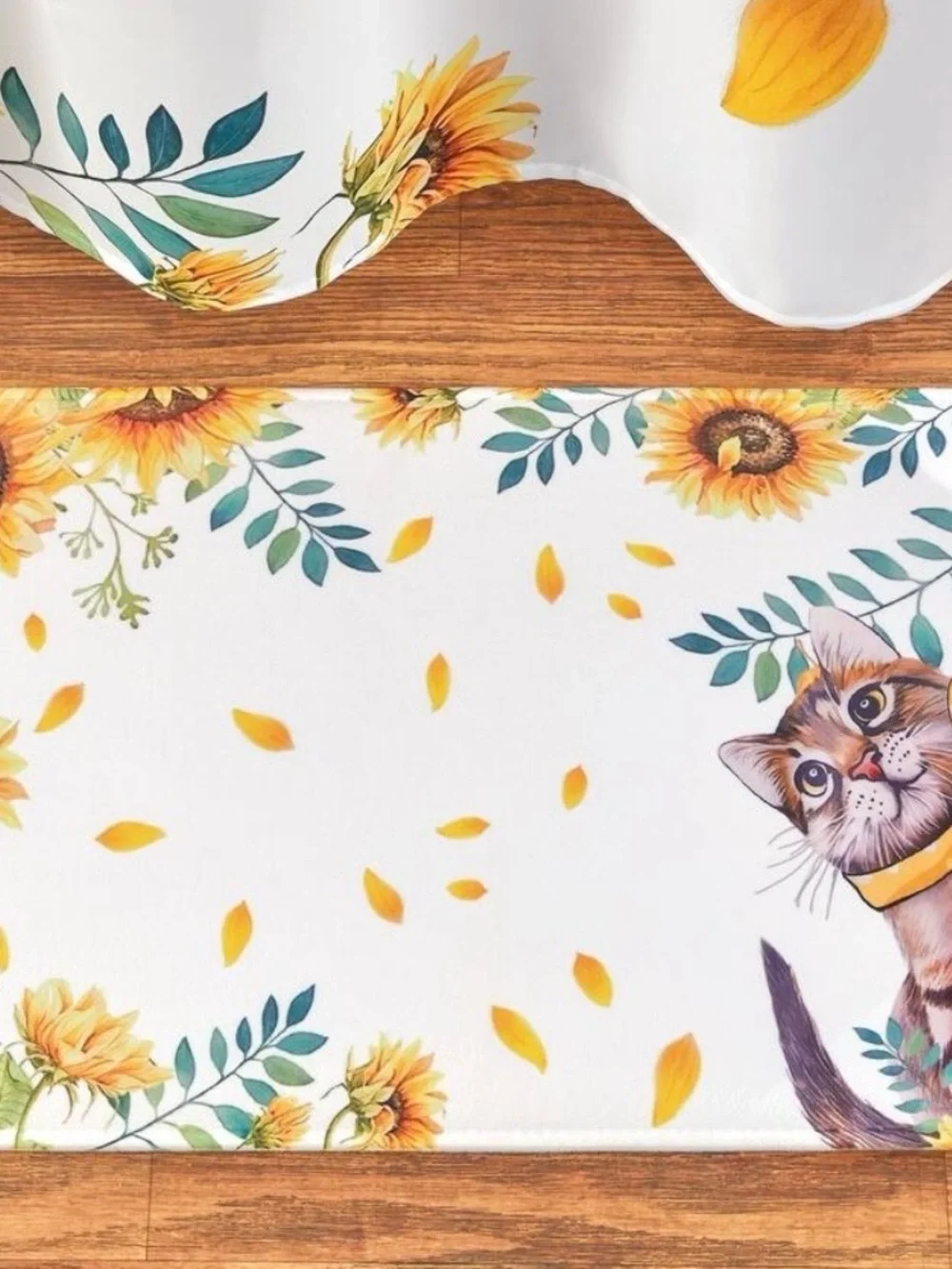 ADORABLE FUN 16pc Cat & Sunflower Bathroom Set